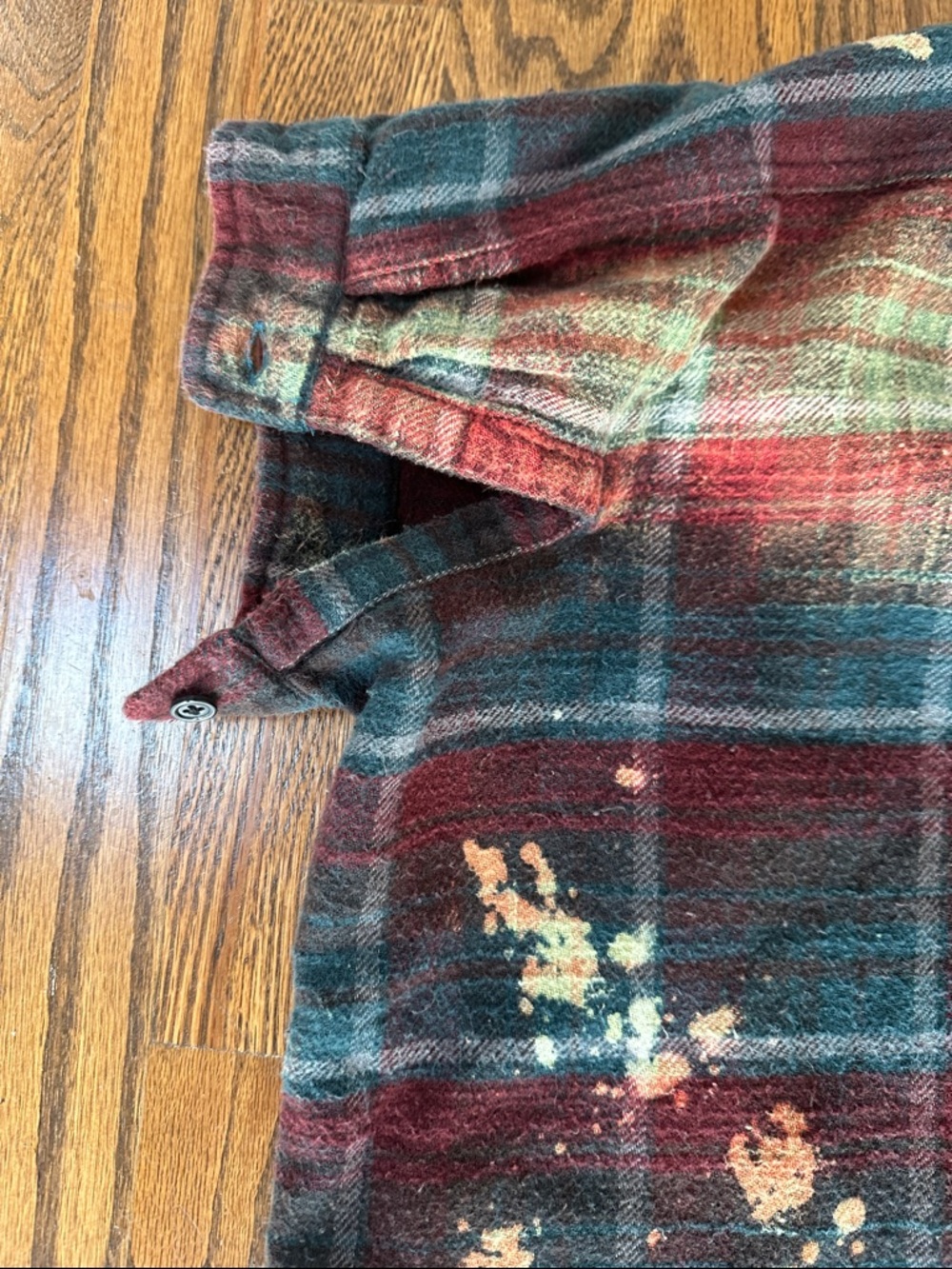R13 Burgundy and Teal Plaid Short-Sleeve Button-Down Shirt - Picture 8 of 9